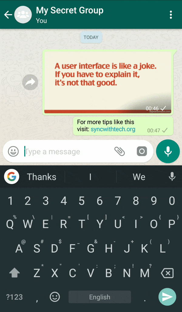 whatapp gif newline from gboard dictionary