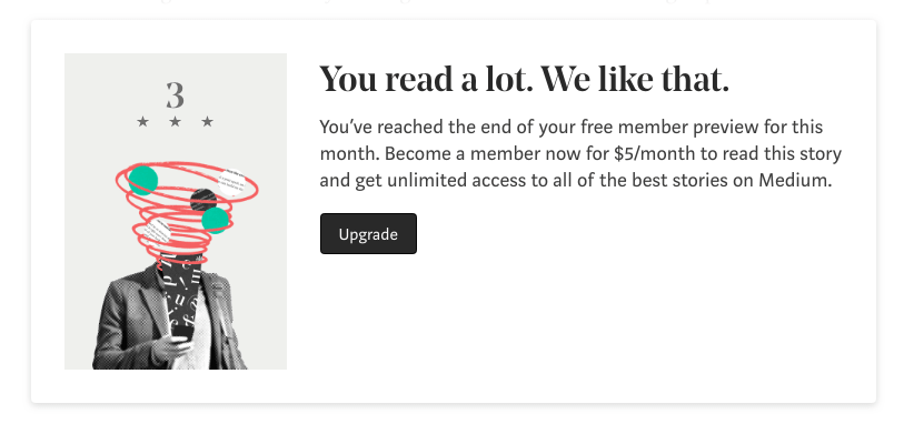 medium asks user to pay for membership
