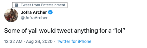 A tweet from a list on the feed