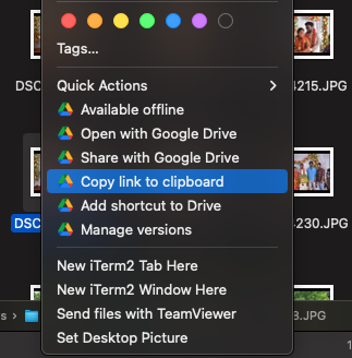 google drive for desktop copy link