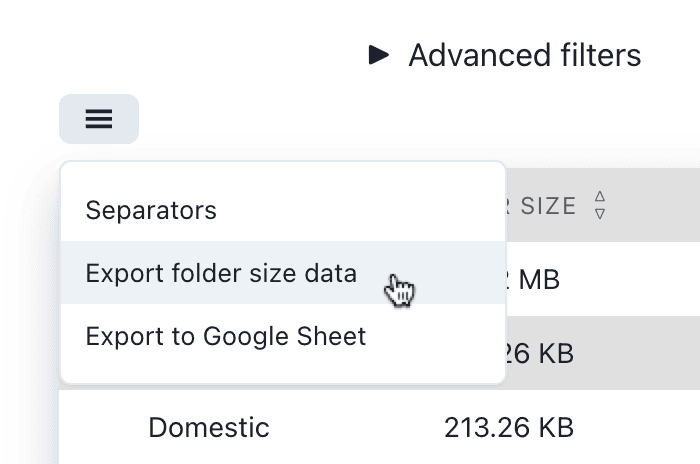 drive explorer export folder size