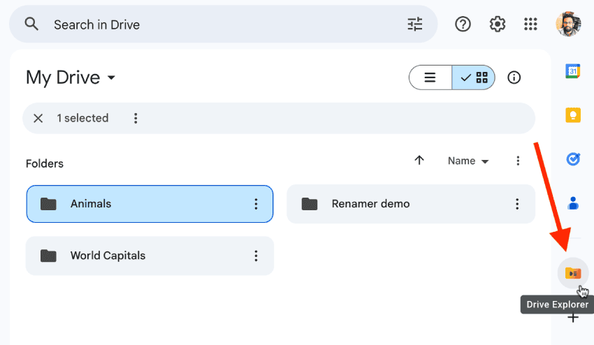 drive explorer in google drive side panel