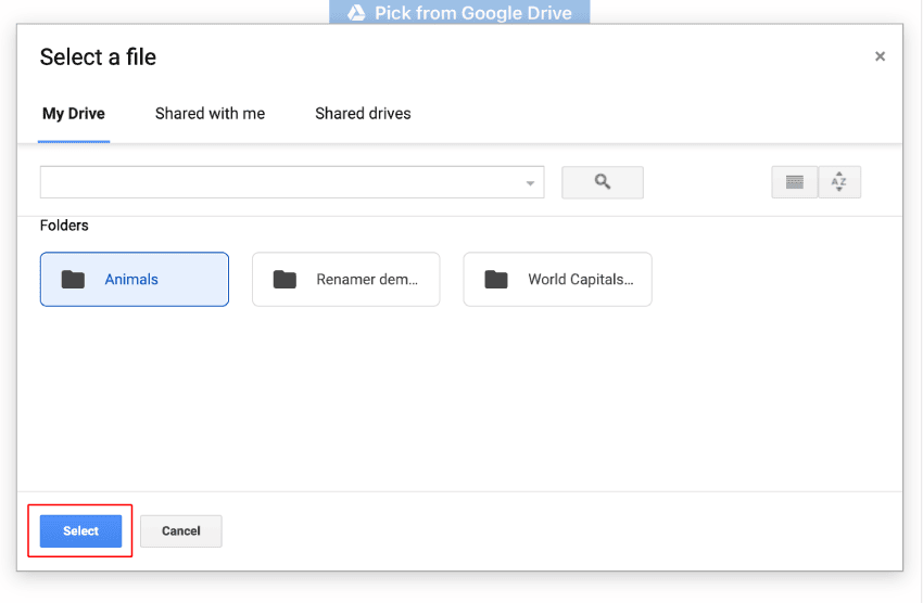 google drive file-picker